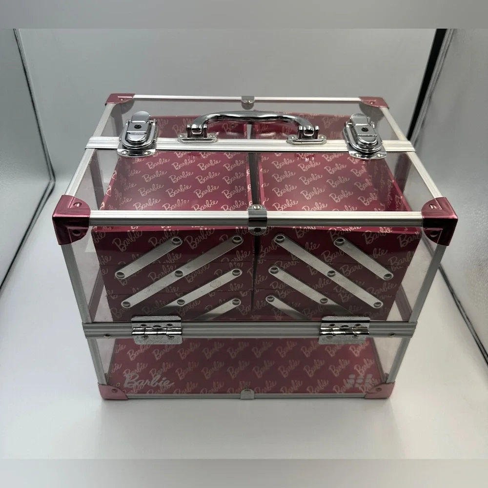 Caboodles x Barbie Neat Freak Train Case Clear & Pink Limited Edition Organizer